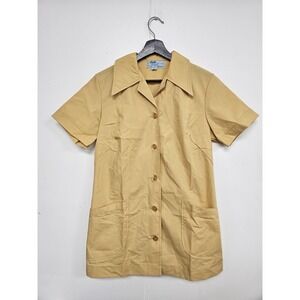 Vintage Angelica Shirt Womens 36 Tan Uniform Smock Tunic Pockets USA 90s